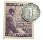 Wwii Authentic Rare German Coin 1 Rp Zinc And Unused Stamp World War 2 Artifacts