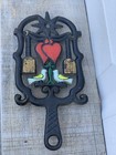 Wilton Pennsylvania Dutch Painted Hearts   Doves Cast Iron Trivet
