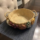 Beautiful Vintage Woven Floral Basket With Handles  Handmade In Philippines  