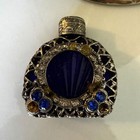 Beautiful Antique Cobalt Blue Glass Perfume Bottle  Filigree Casing Gorgeous