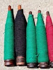 9 Antique Wooden Textile Spools Thread Shuttle Yarn Weaving Spindle Bobbins 