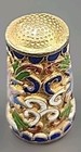 Vintage Floral Cloisonne Sewing Thimble Brass Enamel