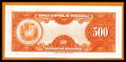 Venezuela Unc Note 500 Bolivares May 1958 P-37b  canario  Prefix B  banknote 