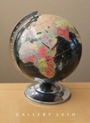 Superb  Vtg Chrome Black Globe  World Map Art Deco Atomic Mid Century Modern