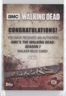 2017 Topps The Walking Dead Season 7 Walkers Relic Walker  r-w5 0x5w