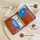 Mens Slim Bifold Handmade Leather Card Holder Vintage Wallet Rfid Blocking Brown