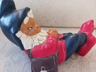 Great Vtg 1970s Handpainted Happy Ceramic Reclining Gnome W Red And Black Clothe