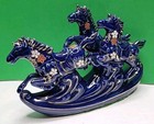 Vintage Porcelain Horses Running Through Water Figurine 