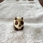 Handmade Faux Fur Panda Figurine Collectible Small Red Eyes Animal Decor