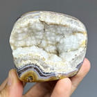 Polished Banded Agate Geode Druzy Quartz Crystal Mineral Display Specimen