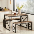 Wood Dining Table Set For 4 With Bench Kitchen Table Breakfast Table Furniture