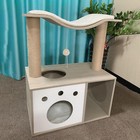 Cat Litter Box Enclosure Furniture indoor Pet Side Table W open Storage Shelf 