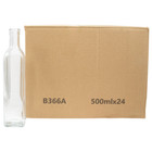 24 Square Sided Glass Bottles   Clear   500ml - Wine  Spirits  Oil - New In Box