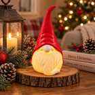 Light Up Ceramic Christmas Gnome Red Hat White Beard Led Holiday Decor 8 