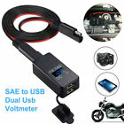 Motorcycle Sae To Usb Cable Adapter Dual Usb Port Gps Phone Charger voltmeter Ky