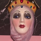 Set Of 2 Ceramic Wall Mounted Decorative Masks King   Queen Royalty