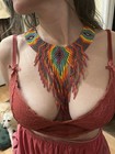Women s Native American Tribal Beaded Necklace Bib Vintage Antique 16 5 
