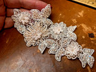 Applique Embroidered Rayon Flower Glass Beads 3x6  Pearls 1pc Pink