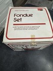 Vintage Manor House Fondue Set Red Enamel Pot W  Forks Nos Open Box
