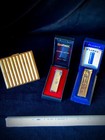 2 Vintage Lighters  Flamex  Hieroglyphic   Sonex Silver    1950 s Cigarette Case