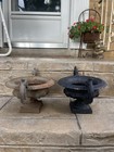 Pair Antique vntg Ornate Cast Iron Urn Planter Victorian French Country Garden