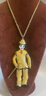 Vintage Charlie Chaplin Articulated Gold Tone Enameled Pendant Necklace-lg 5 5 