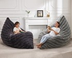Large Muted Grey Adult Bean Bag Sofa Chair 3 In 1 Convertible Bean Bag Chair