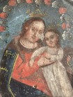 Antique Tin Painted Retablo Senora De Refugio Painting