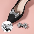 2 Pcs Pearl Bow Shoe Clips Rhinestone Shoe Buckles For Women Elegant Shoes