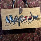 Enid Collins Of Texas 1960s Wood Purse Box Bag - For The Birds