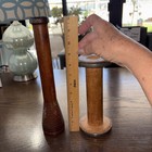 2 Antique Sewing Bobbin Spools Wood Spool Thread Textile Bobbins