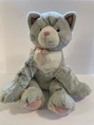 Large Vintage Gund Gray Tabby Cat Plush Large 17    Gray Pink Bow Kitten Rare Htf