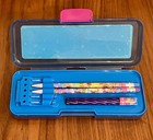 Rare Vtg Lisa Frank Tiger Blue Plastic Pencil Case   Mechanical Pencils   Lead