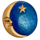 Moon Goddess Hanging Celestial Mobile Hand Carved Painted Wood Bali Folk Art