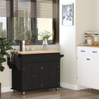 Rolling Kitchen Island Cart With Rubber Wood Top  Spices  And Towel Rack