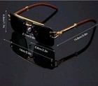 Unisex Rimless Rectangle Sunglasses Gold Metal Frame Black Tinted Uv400