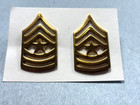 Us Army Rank Chevrons - Sgt  Major  Gold Tone Metal  Clutch Back  2 Pcs 