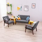 Wood Armchair Loveseat Sofa Upholstered Linen faux Leather Couch Lounge Armchair