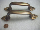 6-9 16  Vintage Antique Old Solid Cast Bronze Brass Door Handles Natural Petina