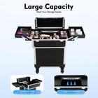 Rolling Makeup Train Case Salon Beauty Cosmetic Trolley Box Storage Organizer