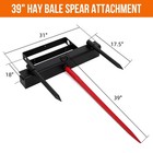 39 In 4000lb Hay Bale Spear Attachment With Stabilizer Spears For Tractor Loader