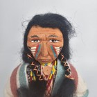 Handmade Native American Wise Man Figurine Wood Mixed Material Signed