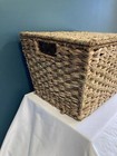 Vintage Woven Seagrass Storage Basket With Lid And Loop Closure