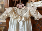 Victorian Antique Belgium Brussels Christening Gown 40  Length Lace Watch Video