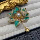 Lotus Pendant Enamel Brooch Badges Fashion Pearl Flower Exqusiite Pin Jewelry