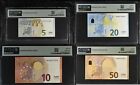Euro Set 4  5 10 20 50 Euro 2013-2017 P 27 28 29 P 30 Gem Unc Pmg 66 Epq