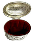 Vintage Victorian Inspired Silverplate Velvet Lined Trinket Jewelry Box
