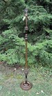Antique Ebonized   Gilt Wood Floor Lamp Base Polychrome Gesso 2 Light Cluster