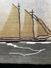 Antique Grenfell Hooked Mat Newfoundland Labrador Sail Boat 14x14 Original 