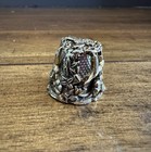 Vintage Spain Pewter Spinning Thimble Butterfly Hummingbird 2-tone
